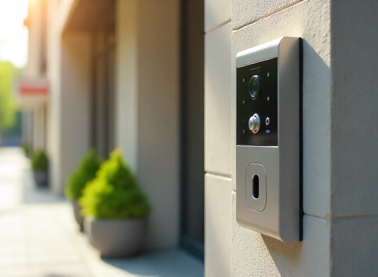 умный домофон на стене дома