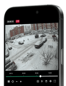 Скриншот из приложения. Вид во двор через камеру